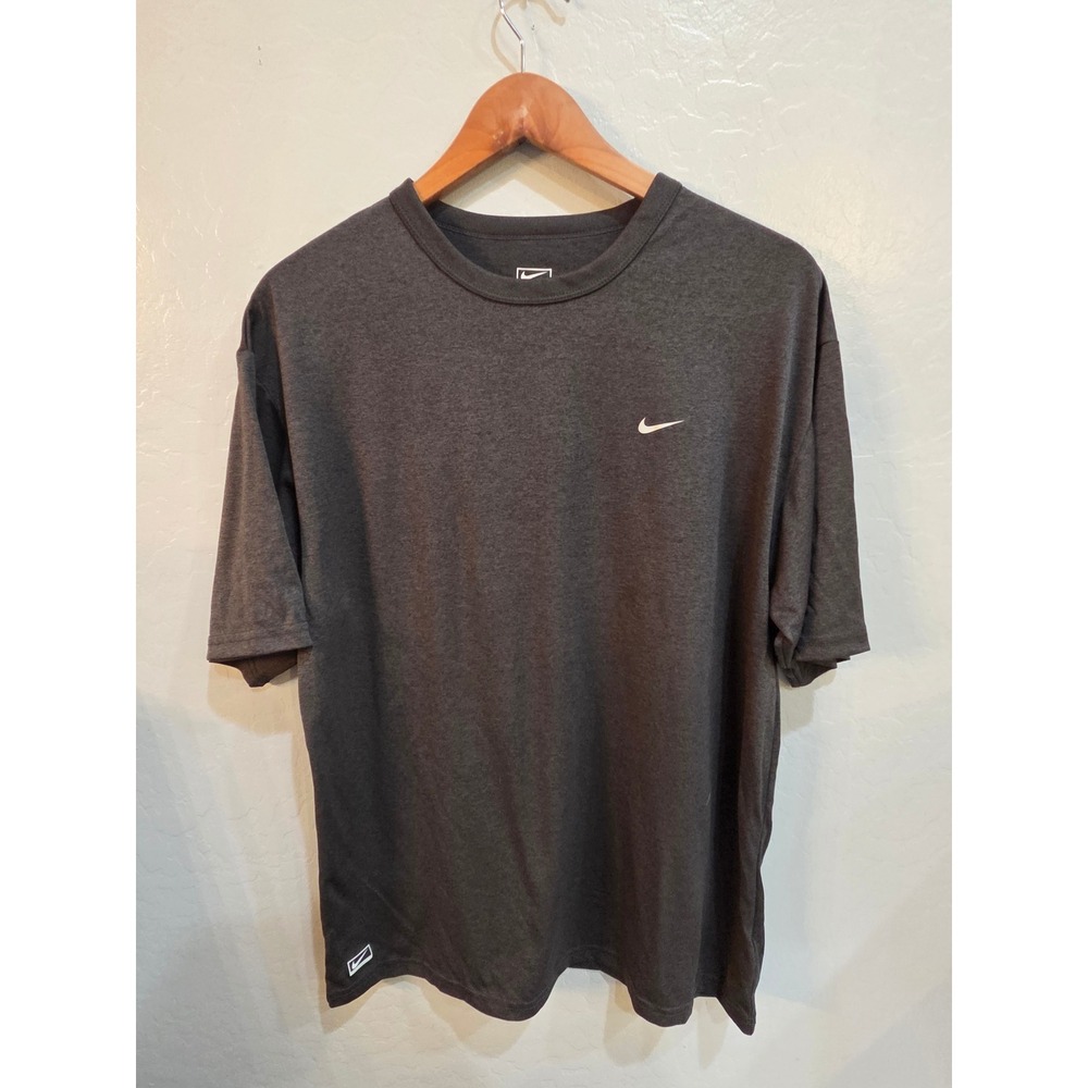 Nike Performance Mens T-Shirt Charcoal Gray Heather Swoosh Logo Size M